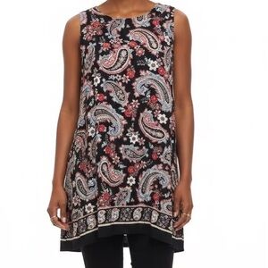 NWT J.Jill Paisley Sleeveless Tunic Top — Size Small